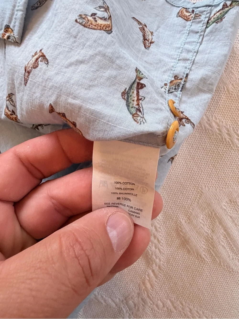 J. Crew Light Blue Fish Print Button-Down Shirt